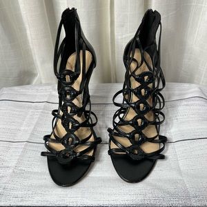 Jessica Simpson JP Roselle Black Strappy Caged Heels